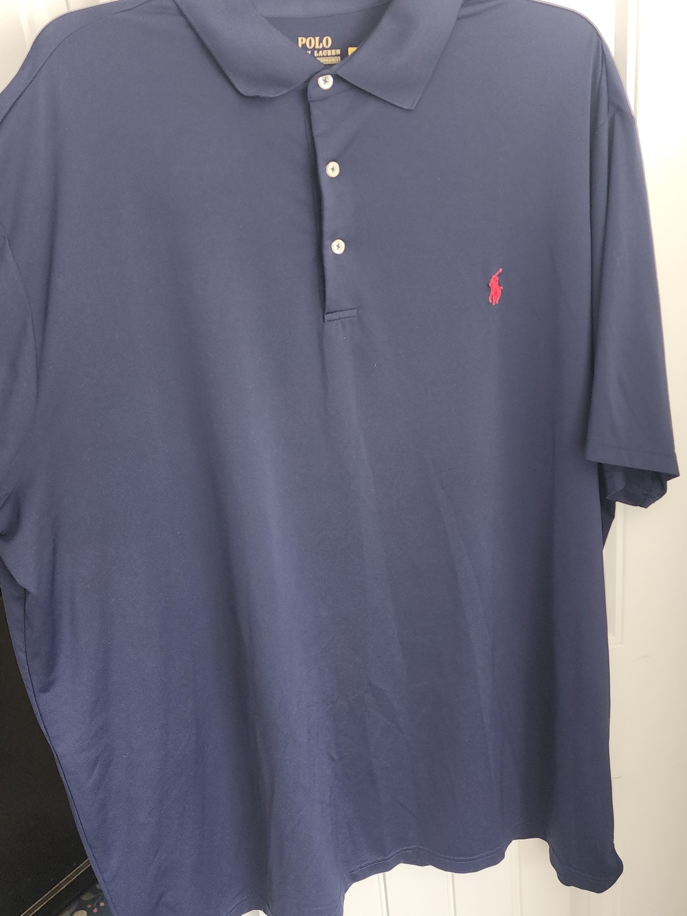 Polo by Ralph Lauren Navy Performance Polo with Red Pony Embroidery